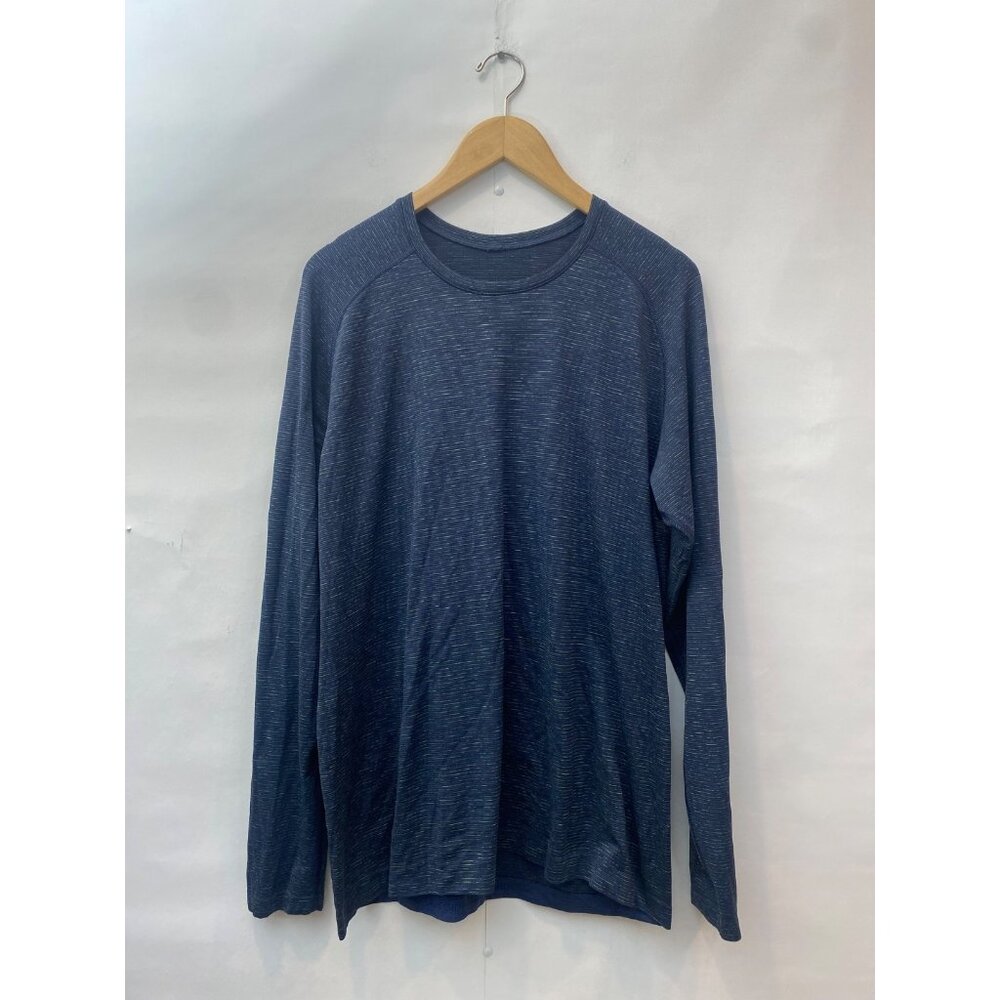 Lululemon Men's Metal Vent Tech Long Sleeve Shirt Nautical Navy Lime Size XL